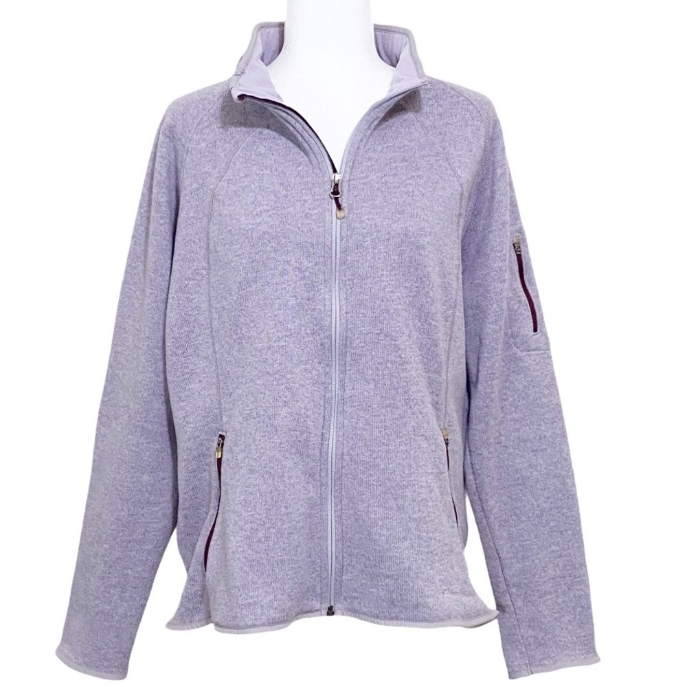 Eddie Bauer Fleece Lined Knit Jacket Front Zip XXL